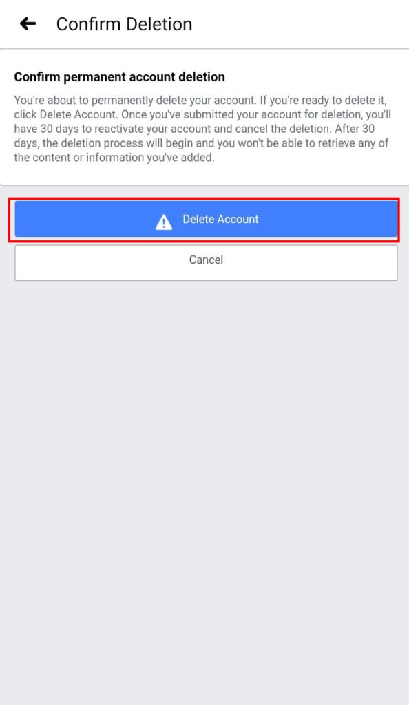 How to Delete FB Account Permanently on Mobile